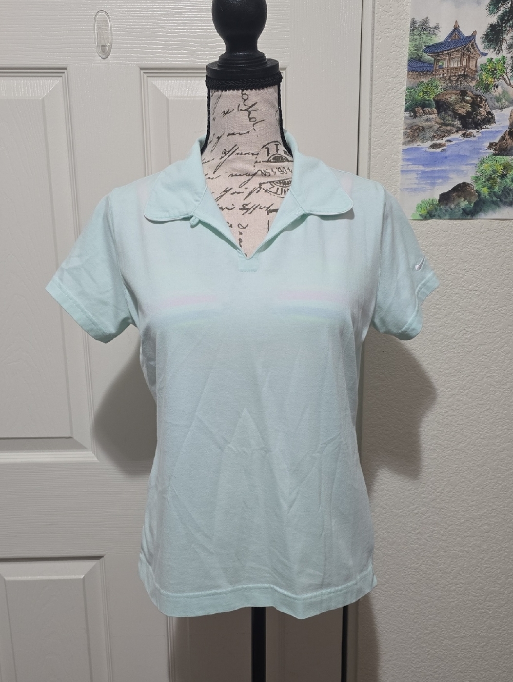 Nike Golf Womens Sea Green Dri-FIT Short Sleeve Polo Shirt Small 4-6